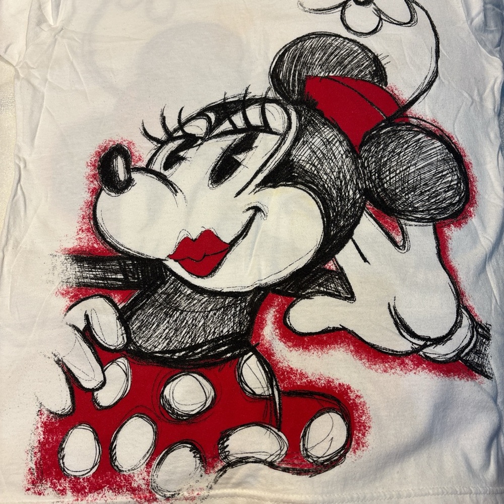 Disney Kids Minnie Mouse Sketch Tee - White and Red